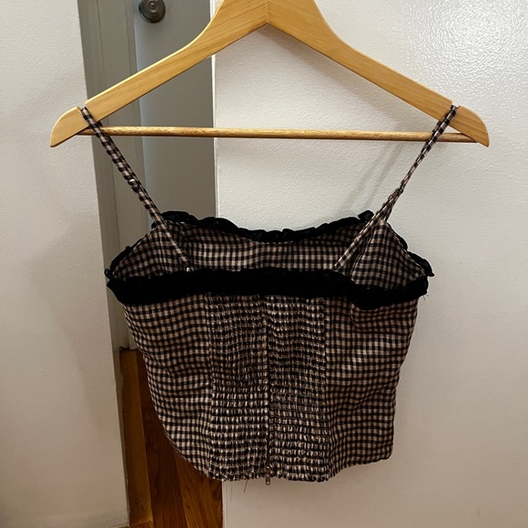 Reformation Skylar Linen Top in Tartine Check - Picture 3 of 4